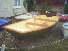 Garby - An unusual & attractive 11ft fast fishing / tender / fun dinghy with oars, rowlocks s/s safety rails AND an outboard.